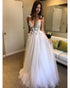 Sexy Beach Tulle Wedding Dresses Beaded A Line Spaghetti Straps Backless Bohemian Wedding Gown